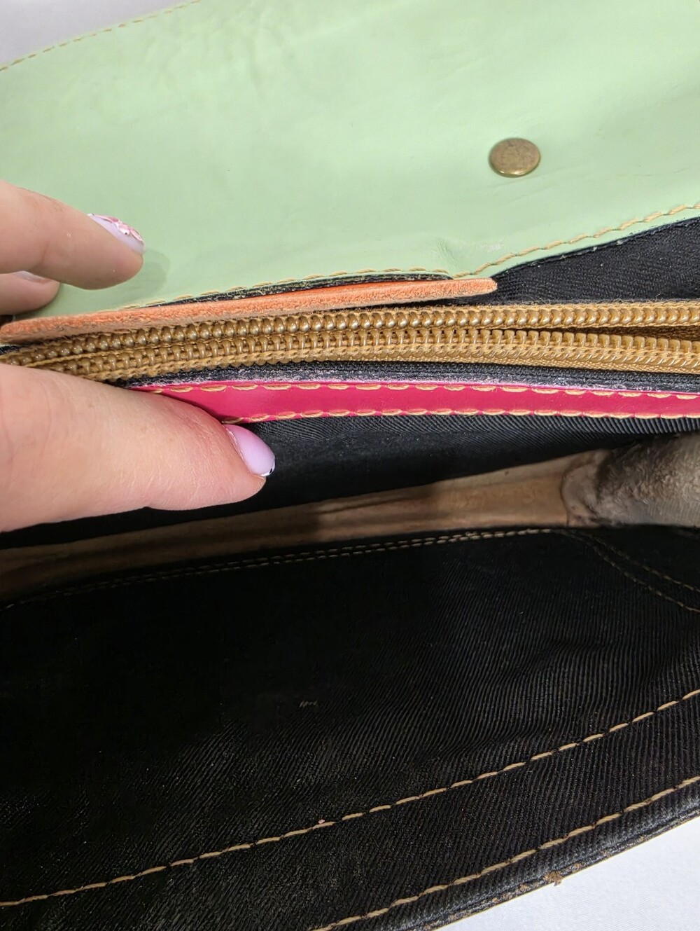 Colorblock Leather Crossbody Satchel Bag - Picture 9 of 12